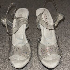 Women's Clear Sandals with Rhinestone Accents